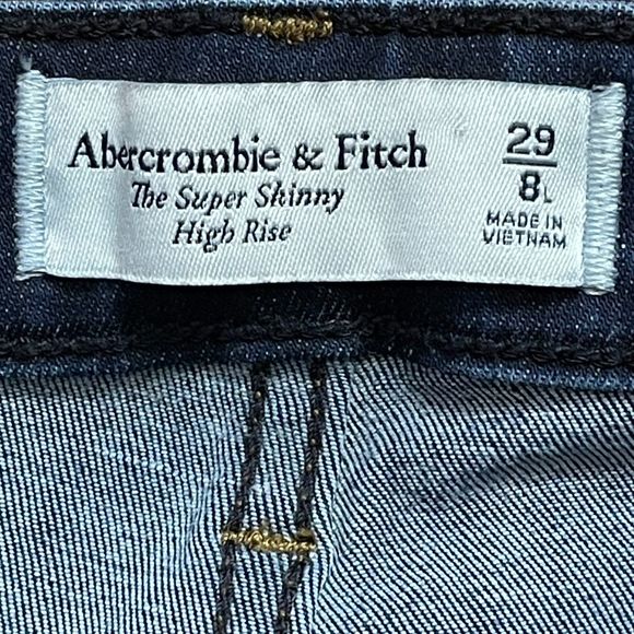 Abercrombie & Fitch The Super Skinny High Rise Jeans Dark Blue Size 29 8L 8 Long - Picture 8 of 8